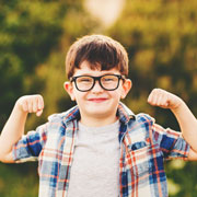 Kid wearing glasses